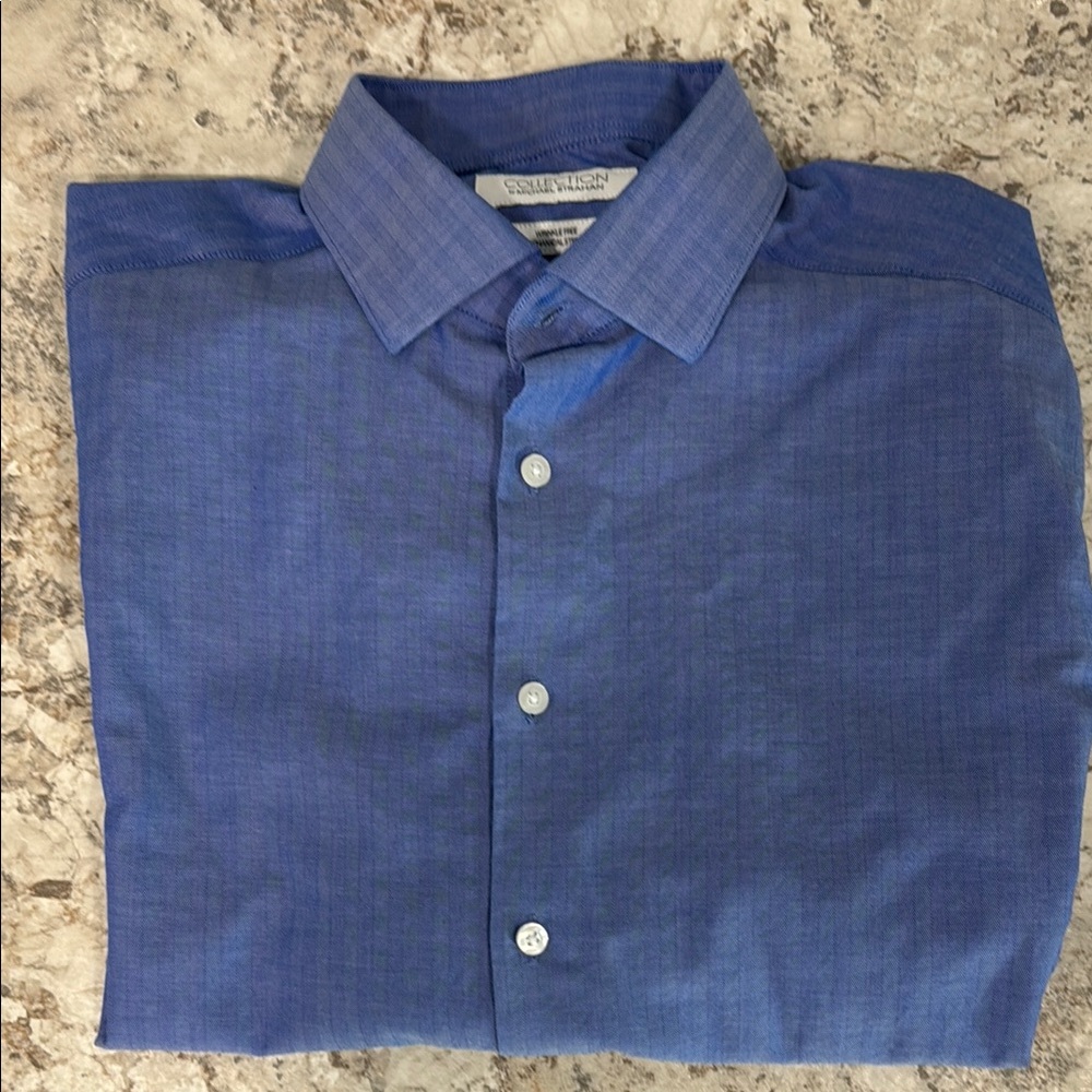 Blue Casual Button Down Shirt with Textured Pattern